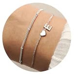 CASSIECA Armband Damen Silber Armband Personalisiertes Armband mit Buchstaben Edelstahl Herz Armkette Personalisierte Geschenke für Freundin Frauen Teenager Mädchen Charme Armband Schmuck Geschenkbox