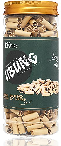 UBUNG Brown Tips, 420 Pcs Ø7mm Pre Rolled Tips, Filter Tips Made with Unbleached Paper, Suitable for Most Pre Roll Machine and Rolling Papers