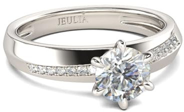 Jeulia 2,5 ct Moissanite Ringe 925 Sterling Silber Damen Verlobungsring Ewigkeitsringe Eheringe mit Rundschliff für Geburtstag, Weihnachten, Valentinstag