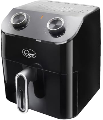 Quest 33879 4.5L Air Fryer/Manual Dial Controls/Non-Stick Detachable Food Basket / 60 Minute Timer/Cool Touch/Auto-Shut Off / 1350W, Black