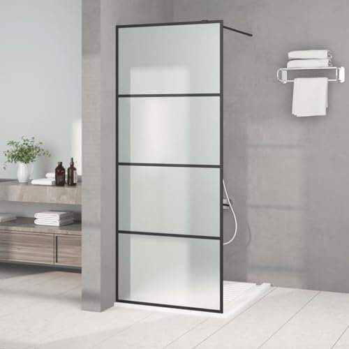 Sufrk Paroi de Douche Noir 80x195 cm Verre ESG dépoli,Vitre Baignoire Salle De Bain,Pare-Baignoire