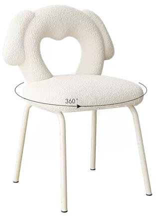 WLCNYL Schminkstuhl für Schlafzimmer, nordischer Schminkstuhl aus Lammsamt, Schminkhocker für kleine Einheiten, Schminkstuhl mit Rückenlehne für Schlafzimmer im Haushalt (Farbe: Weiße Ohren, Größe