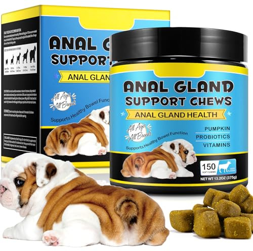 jollifish Anal Gland Chews for Dogs, 150 Chews with Pumpkin - Daily Support for Healthy Anal Gland Function, Bowel Health & Digestive Comfort - Beef Flavour Soft Treats