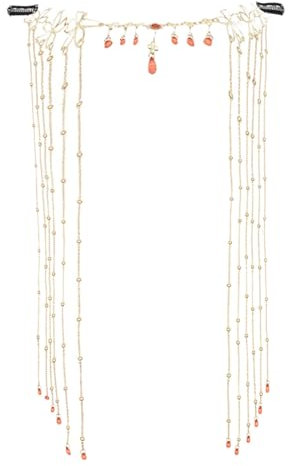 AYVRUOP Tiara Damen Quasten Aus Kristall Tiara Göttin Kopfschmuck Elfe Prinzessin Meerjungfrau Prinzessin Kopfschmuck Braut Kopf Kette Hochzeit Kristall Headwear Quaste Headpiece,Gold