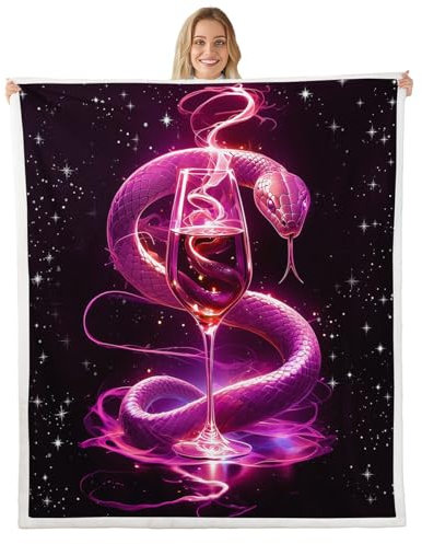 feelingyou Manta de franela de forro polar con diseño de copa de vino, serpiente gótica, manta de felpa para decoración del hogar, manta romántica para sofá, bebé, 30 x 40 pulgadas