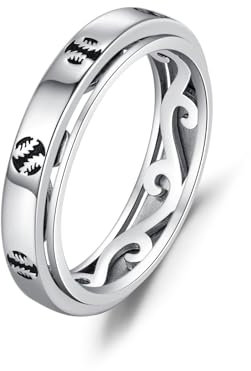 JFASHOP Spinner Ringe für Angst 925 Sterling Silber Baseball Spinner Ring Baseball Ring Stressabbau Langeweile Autismus Ringe für Angst Frauen Männer