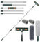 Limpiacristales 3 en 1 con mango telescópico, 72 cm - 207 cm, 180 profesionales, juego de limpieza de ventanas con 2 almohadillas de microfibra, plumero y barra de extensión para ventanas altas en
