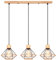 TOKIUS 3 Luces Lámpara Colgante Vintage 22CM Retro Lámparas de Techo en Madera y Hierro Jaula con Cuerda de Cáñamo Negro Luz Colgante E27 Iluminación de Techo para Cocina Comedor Salón (Araña B)