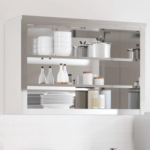 Xichuzi Armario de Pared de Cocina con estantes Acero Inoxidable, Mueble Cocina, Plateros De Cocina Mueble, Armario Colgar, Mueble Auxiliar De Cocina - 376447