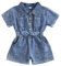 Geagodelia Tuta in Denim per Bambina Estivo Salopette Shorts Maniche corte Colletto Rovesciato Bottone in Vita Elastica Pagliaccetto in Jeans con Tasca (Blu, 2-3 anni)