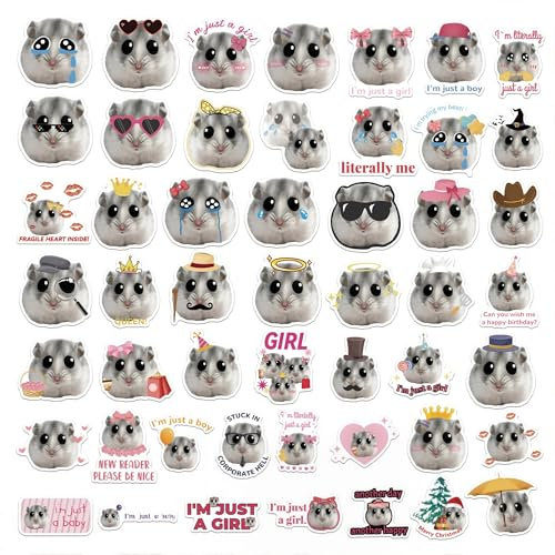 NHQZ 50 Stück Hamster Sticker,Lustige Meme Sticker Set,Sticker Aesthetic,Lustige Sticker,Cute Stickers,Meme Aufkleber für Auto Laptop Skateboard Fahrrad Moped Motorrad Computer