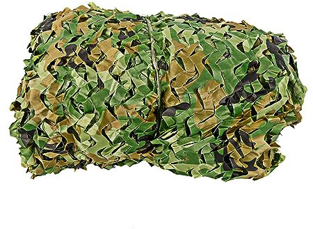 JJsdwin Filet de camouflage - 4 x 6 m - Filet de camouflage - Feuilles - Brise-vue - Pour l'extérieur, la chasse, la protection solaire, l'armée - Vert