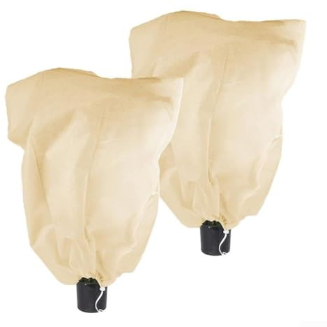 Lot de 2 housses d'hiver en polaire pour plantes - Taille XXL - Pour protéger les grands palmiers du gel, du vent et du froid - Avec tissu non tissé (1,2 x 1,8 m)