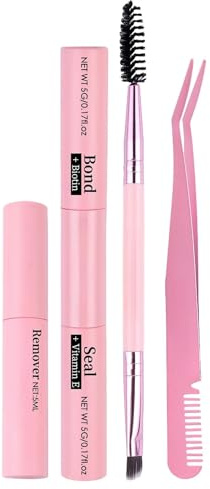 4Pcs Bond and Seal Lash Glue, Professional Cluster Lash Bond and Seal, Waterproof Strong Hold Eyelash Adhesive with Brush & Tweezers for Sensitive Eyes
