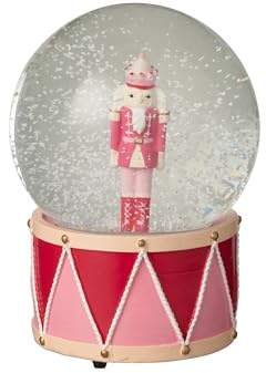 J-Line Deko Schneekugel Nussknacker - Polyresin - Weiß/Rosa