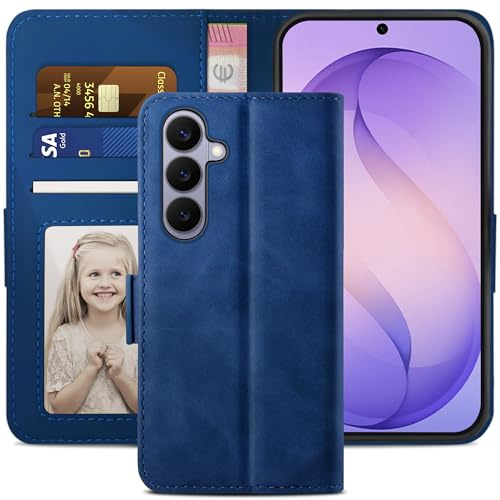 YATWIN für Handyhülle Samsung Galaxy S26 Hülle, Premium Schutzhülle Klappbar für Samsung S26 Hülle Leder mit Kartenfach Ständer Magnet, Handytasche für Galaxy S26 Klapphülle, Blau