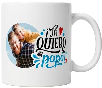 Genérico Taza Personalizada con Foto, Blanca, Cerámica, Te quiero Papá, Regalo para Papá, Regalo Día del Padre, Regalo de cumpleaños