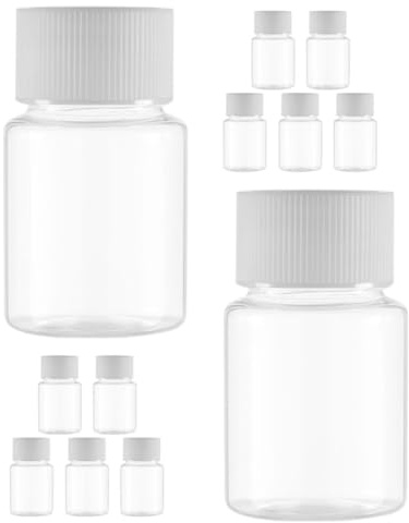 LIFKOME Flacons Vides avec Bouchons Lot de 12 en Plastique Transparent 30 Ml Fermeture Fiable, Faciles à Manipuler, pour Pilules