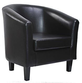 Mcc@Home Faux Leather Tub Chair Armchair club Chair for Dining Living Room & Cafe [Black* Brown* Cream* Red*] (Black)