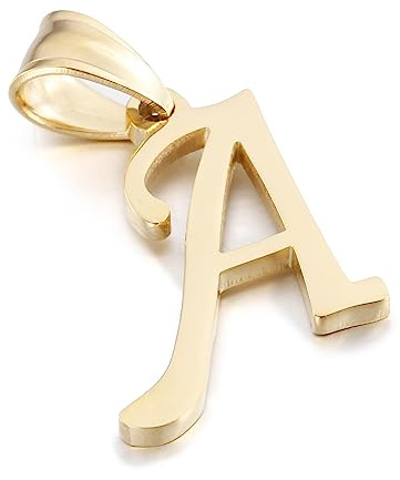 Kalapure Initial Charms Gold Initial Pendant 14k Gold Letter Charm Name Pendant for Women & Men(A)