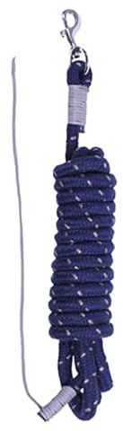 QHP Führstrick Bodenarbeitsseil, Verladehilfe, mit Karabiner Länge 4,20 m (12 mm, Navy/Grau)