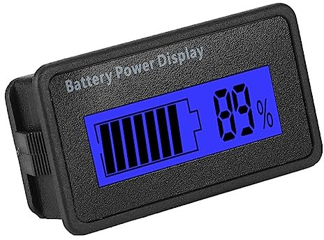 Lazmin Indicateur de capacité de Batterie, Batterie Universelle 12-48V LCD Indicateur de capacité de Batterie Testeur Voltmètre(Lampe Bleue)