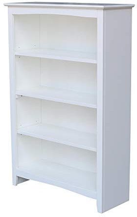 International Concepts Shaker Bookcase-48 H-White Shelving Unit, Shelf Bookcase