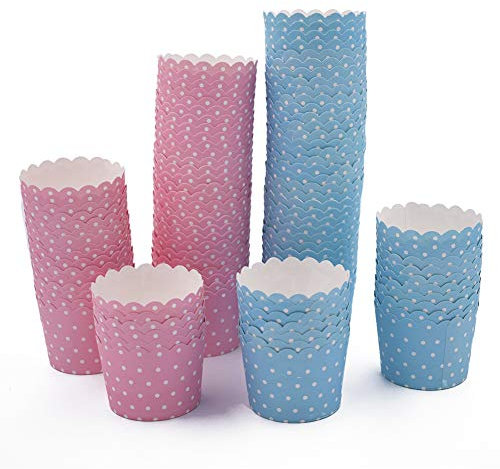 Papierförmchen für Cupcakes, Muffins, Cupcakes, Geburtstag, Party, Hochzeit, Küche, Backen, 5 x 6 x 4,7 cm (Rosa/Blau), 100 Stück
