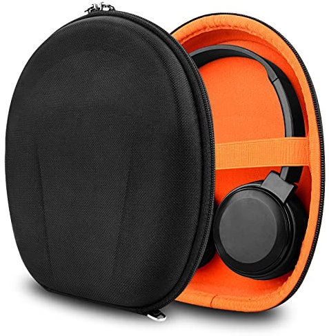 Geekria Shield Headphones Case Compatible with JVC HA-S20BT, HA-S23W, HA-S35BTB, HA-S65BNB, HAS38BT, Replacement Protective Hard Shell Travel Carrying Bag with Cable Storage (Black)