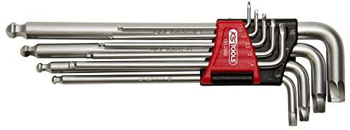 KS TOOLS - 151.2800 - Jeu de clés allen 1,5 à 10 mm - 9 clés mâles - Clé 6 pans pour empreinte de vis abimées - En acier trempé - Avec étui de rangement - Tête sphérique pour utilisation spéciale