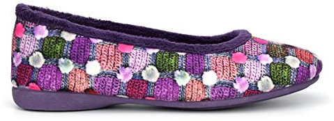 Sleepers Womens Samira Ballerina Slippers with Memory Foam Insole and Rubber Sole Purple 5 UK