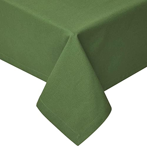 HOMESCAPES Green Table Cloth, Plain Cotton Tablecloth, Large Rectangular, Handcrafted & Durable Dining Table Cover with Hem Stitch, Hypoallergenic, Washable, Dark Green - 137 x 228cm