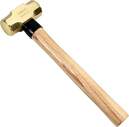 WEDO Hammer Sledge Hammer 1800 g with Wooden Handle, Demolition Hammer, Large Hammer, Brass Hammer Head, 380 mm Length, Feustel Hammer (1.8 kg)