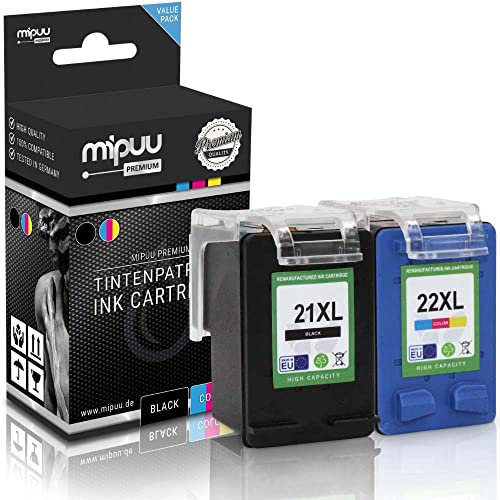 Mipuu 2 Tinten kompatibel für HP 21XL 22XL Black Color passend für HP Officejet 4315 PSC 1410 1415 Deskjet F4180 F4140 F2180 F2180 F375 D2460 Set
