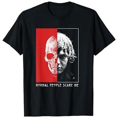 American Horror Story Tate Half Skull TV Show Maglietta, Uomo, Nero, L