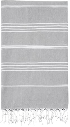 Peshtemal Türkische Badetücher, schnell und einfach trocknend, für Dusche, Hamam, Spa, Pool, Fitnessstudio und Yoga, 100 % Baumwolle, 100 cm x 180 cm, XL (Silbergrau)