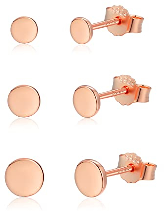 Candyfancy Ohrringe Silber 925 Set für Mehrere Ohrlöcher, 3 Paar Runde Mini Ohrstecker Rosegold für Damen Herren Mädchen Klein Stecker Ohrringe 3mm/4mm/5mm 3er Ohrringe Set