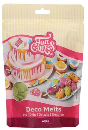 FunCakes Deco Melts Grüner Apfel Geschmack - Dip, Drip, Dekorieren! In der Mikrowelle schmelzen und in jede Form gießen!