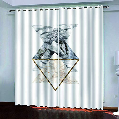 ELGISI Tenda Oscurante Finestra Termica Isolante Con Occhielli - Tende Oscuranti Per Finestre Camera Da Letto - Stampa 3D Trama Triangolare 170X200Cm 2 Pannelli