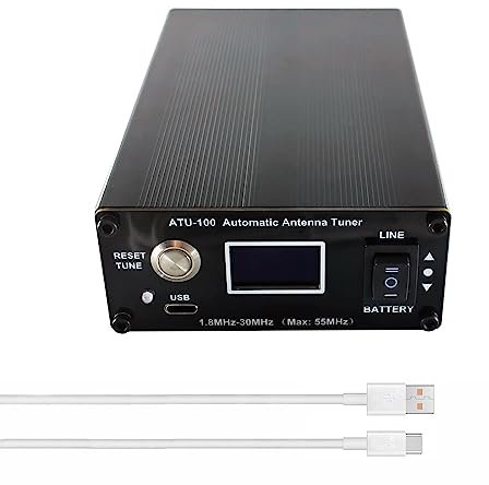 GOOZEEZOO ATU-100 EXT Automatic Antenna Tuner for Ham Radio – 1.8-55MHz, Low SWR Tuner, Compact Design, Works with Amateur Radio Equipment, Ideal for POTA/SOTA/DX with 5000mAh Battery