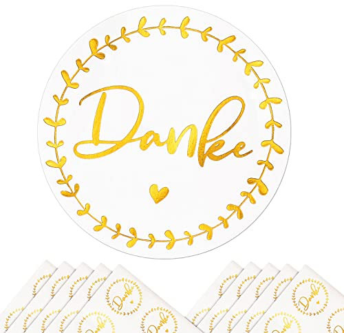 COLOFALLA 120 Stück 4cm Danke Aufkleber Goldfolie Sticker Rund Hochzeit Weihnachten Dankeschön Etiketten Selbstklebend Thank You Klebeetiketten Geschenkaufkleber Deko Geschenke