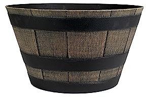 The HC Companies Whiskey Barrel Planter - Faux Wood Finish Flower Planter Pot - Dekorative Gartentöpfe - Indoor & Outdoor Harz Pflanzgefäße - Wetterbeständige Pflanztöpfe (44,5 cm Dunkle Eiche, 1