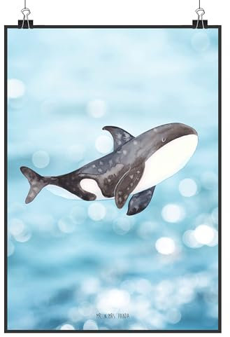 Mr. & Mrs. Panda Poster Orca DIN A1 - Geschenk, Arbeit, Wal, Meer, Kunstdruck, Handgemaltes Poster, Posterdruck, Neustart, Wanddeko, Motivation,