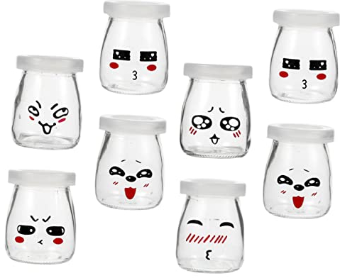 UPKOCH 8 Pièces Verre Bouteilles Pour Yaourt Ssert Bocaux De Yaourt Verre Bouteilles De Pudding De Lait Gelée