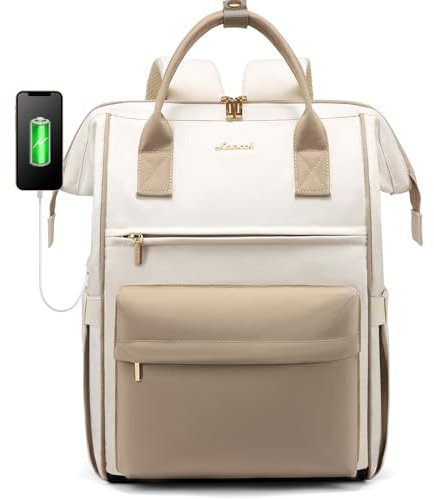 LOVEVOOK Sac a Dos Femme, 17 Pouces Sac à Dos Ordinateur Portable Voyage, Sac Travail Antivol pour Ordi Pc Etanche, Travel Backpack Pakkable pour Voyage Loisir Travail Affaire École College Kaki