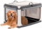 A 4 Pet faltbare Hundebox große Hunde, Hundebox für zuhause Hundetransportbox Transportbox Hund soft tragebar leicht zu verstauen mit montiertem Aluminium Rahmen, einstellbare Kompatibilität (L, Grau)