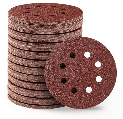 Selead 110 Stück Schleifpapier 125mm Klett Profi 8-Loch Schleifscheiben Körnungen P40 Schleifpapier Rund für Exzenterschleifer