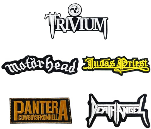 masktore Heavy Metal Patches, 5 Stück Band Patch, Rock and Roll Aufbügler Music Musik Patch Bügelflicken für T-Shirts, Jacken, Jeans, Hüte