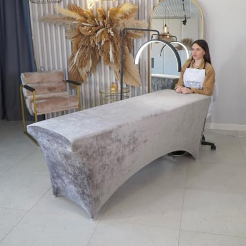 Untitled Verlängerter Liegenbezug für Massagebett | Bezug | Velours | Spannbetttuch für alle gängigen Kosmetikliegen Massageliegen Couches (Stahlgrau, 60 x 180 cm)
