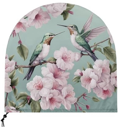 SCRAWLGOD 18-20 inch Industrial Fan Cover Waterproof Outdoor Fan Covers Drawstring Dust Cover for Floor Fans, Drum Fans, Wall Mount Fans, Floral Hummingbird Print